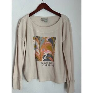Saturday Sunday‎ Anthropologie Waffle Knit Graphic Long Sleeve Top